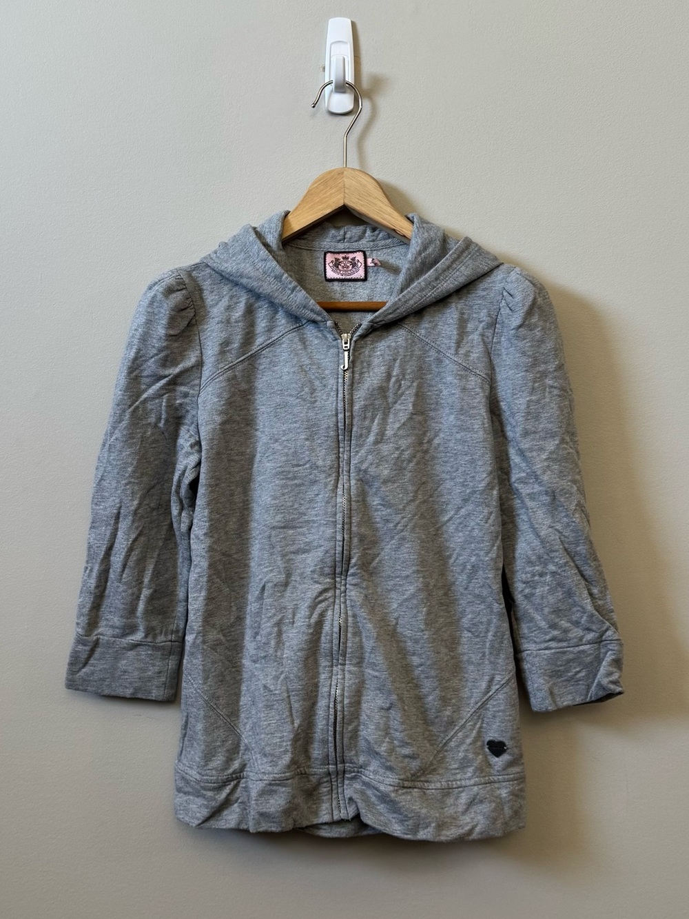Juicy Couture Y2K Light grey ruffle tie back zip up hoodie